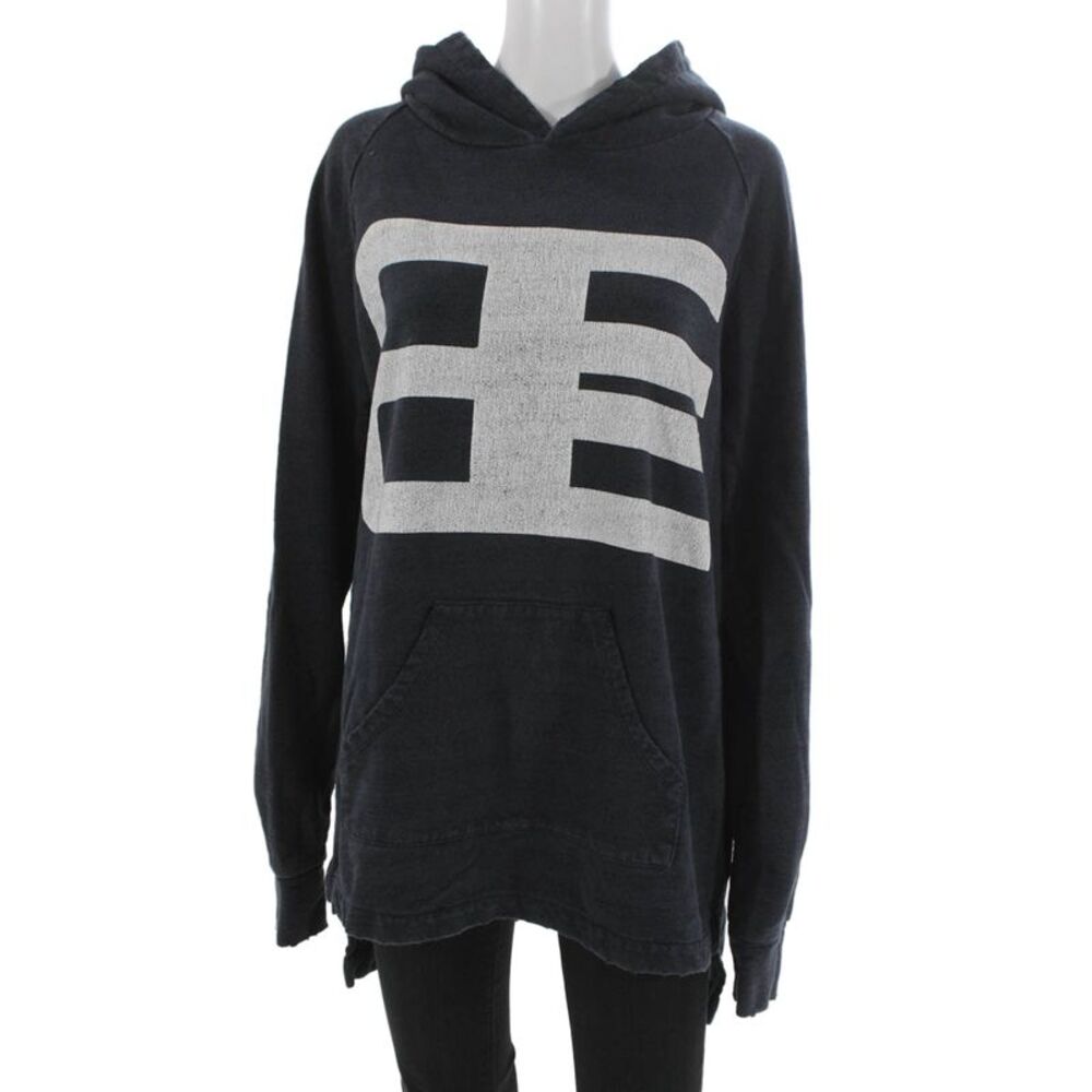 Baja East Unisex Adults Pullover Hoodie Blue Cotton Long Sleeve Size 2